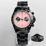 39Mm VK64 Datona Watch 2 eyes Black PVD Chronograph Quartz 5-pin green luminous sapphire 5ATM