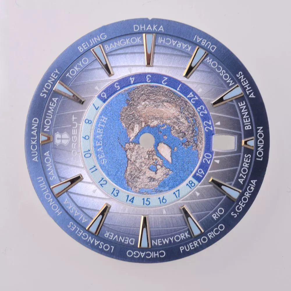 33.5MM sterile watch dial Earth Theme Green luminous dial Date Window at 6 o'clock for Seiko NH35 NH34 movement