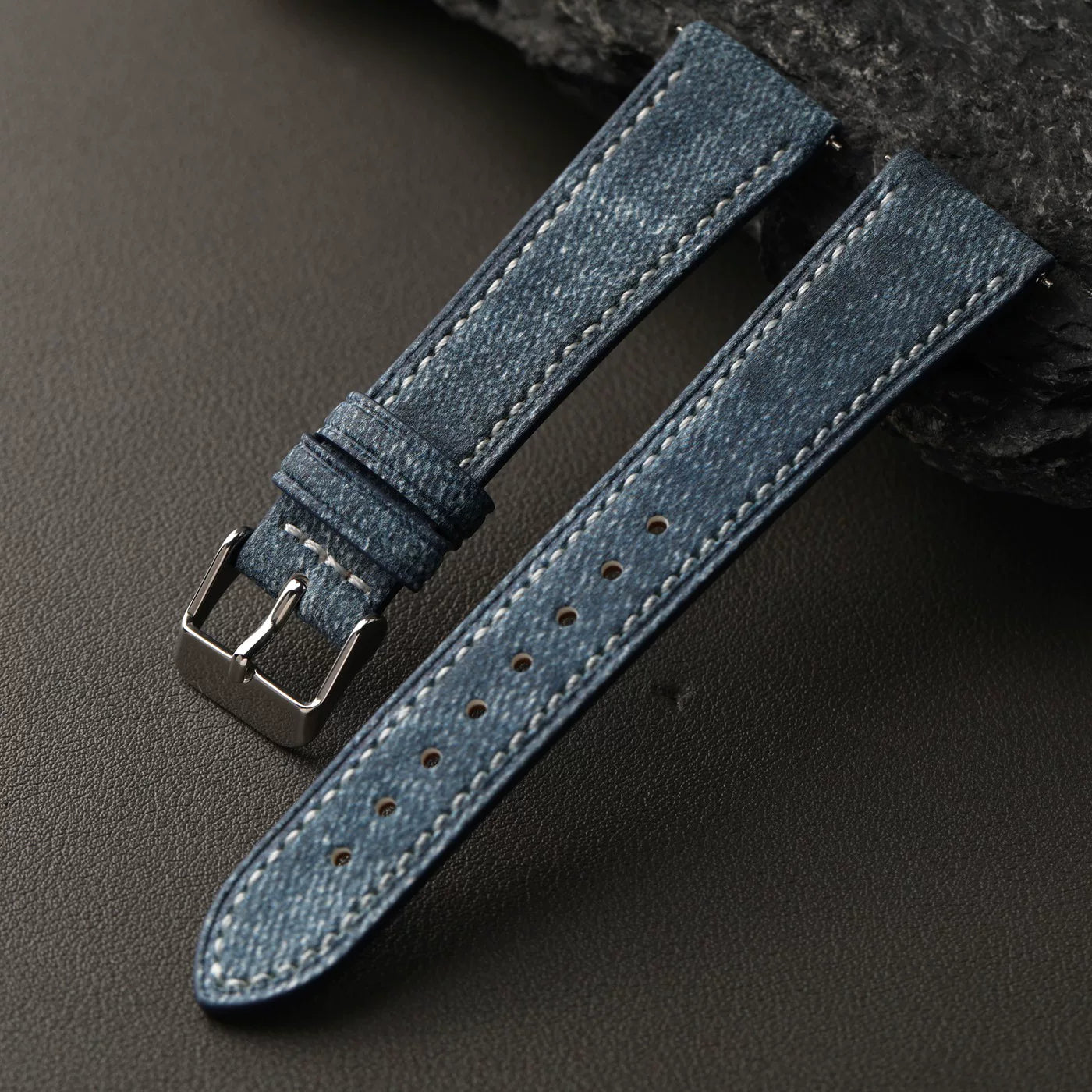 Handmade Jeans Texture cowhide leather strap 18 19 20MM quick release soft ultra-thin leather band Vintage