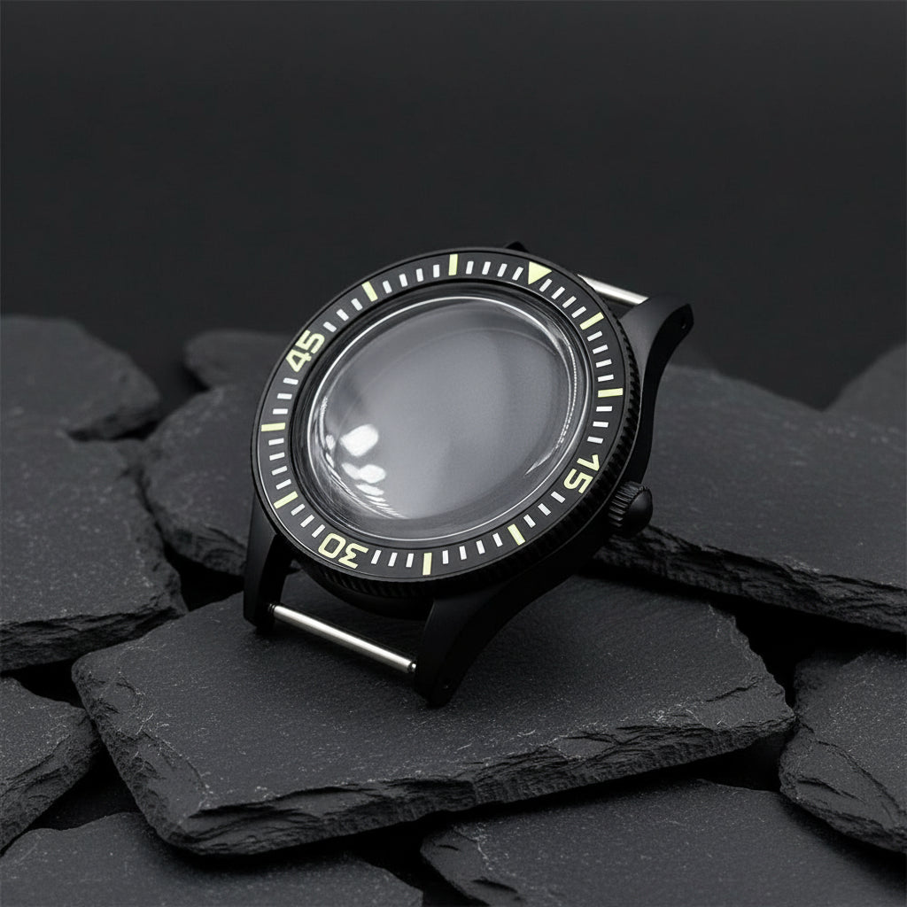 40mm PVD black Fifty Fathom Watch Case matte sandblasted Ceramic Bezel NH35 34 36 38 etc PT5000 ETA 2824 Miyota8215 movement 10Bar Sapphire