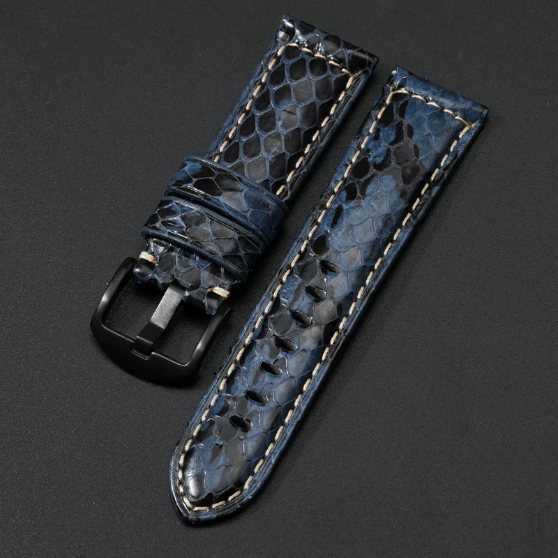 Handmade Snake Leather Strap Skin 20mm 22 24 26MM Textured Genuine Leather band