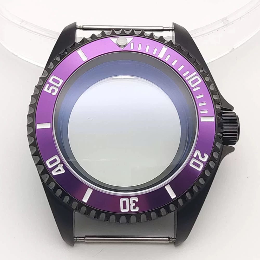 42MM Pvd Black Submariner Watch case Diver Mod Accessary Double Domed sapphire for NH35 34 36 38 etc 10Bar
