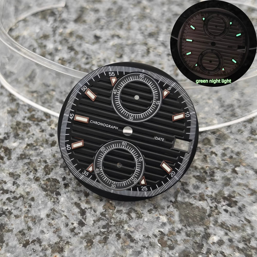 30mm VK61 Dial Chronograph Multifunctional Surface Nautilus Modified Green Luminous Watch Accessories