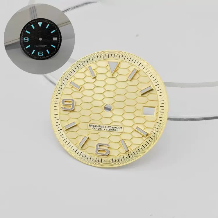 31mm / 29mm Land-Dweller Dial honey comb texture for Nh35 movement green luminous with hands