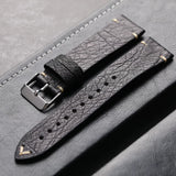 Handmade Ostrich Leather Strap 18 19 20 21 22mm Black Soft Men's Bracelet Vintage Fit Seiko 125mm+75mm