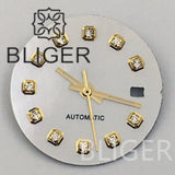 20.5Mm women's Dial sunburst MOP diamond silver nail sterile with hands for NH05 movement