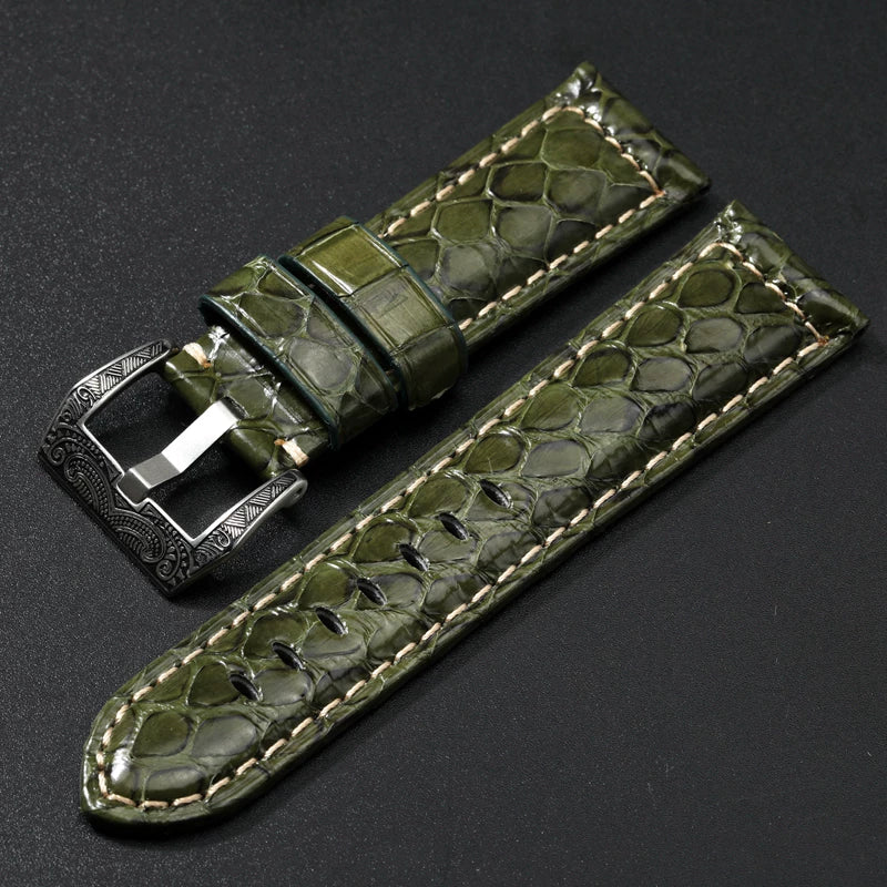 Handmade Snake Leather Strap Skin 20mm 22 24 26MM Textured Genuine Leather band