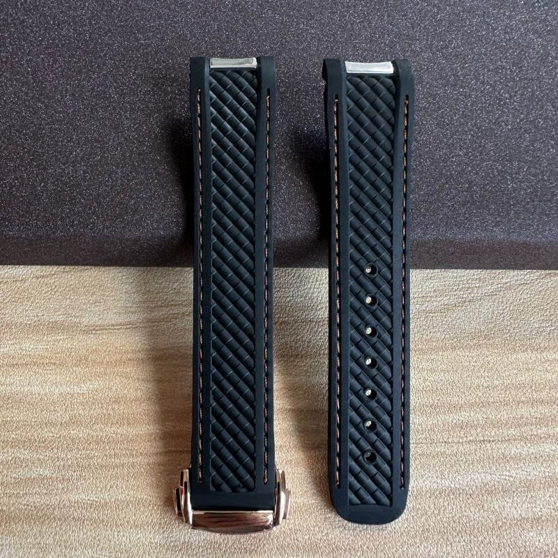 20mm High Quality Rubber Band Seamaster 150/300  Strap AT150 Gold Pin Captain Bumblebee Diver band
