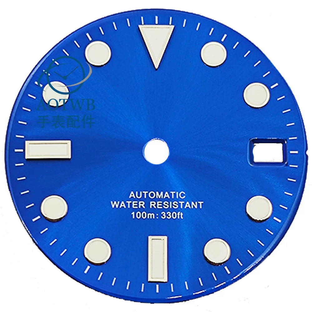 28.5MM Submariner Dial sunburst Blue luminous NH35 NH34 ETA2824 PT5000 Miyota8215 ST2130
