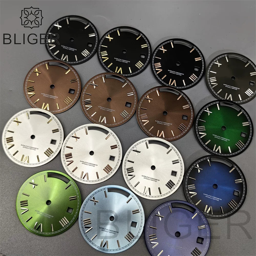 29MM Miyota 8285 Dial Roman numeral Sunburst dual calendar scale dial modified