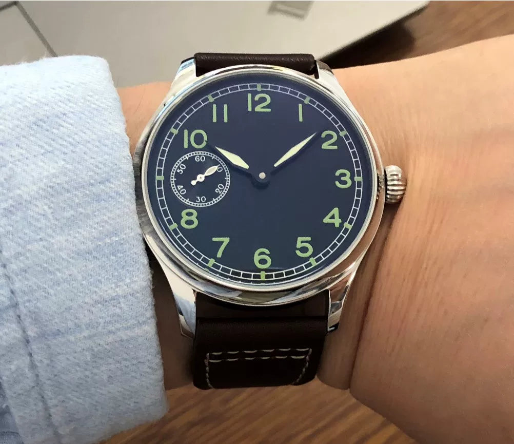 44MM pilot Watch ST3600 hand-winding movement Manual sapphire crystal /Mineral luminous ATM