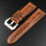 Solid Bronze Buckle High-end oil wax leather strap 18 19 20 21 22 23 24 26MM yellow brown Copper Silver
