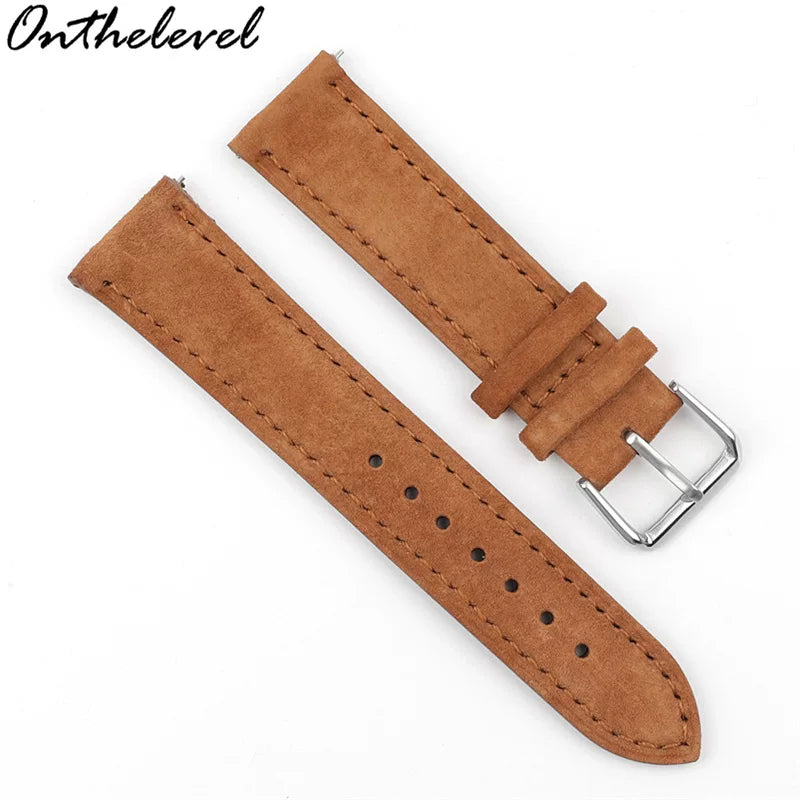 Soft suede leather watch strap hand-stitched quick-release leather band 18 20 22 24mm