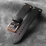Solid CUSN8 Bronze Clasp Leather Strap High-end first-layer cowhide  20MM 21MM matte green black brown