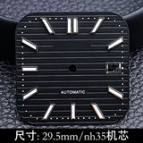 29.5mm Square dial NH35 movement silver nail green luminous