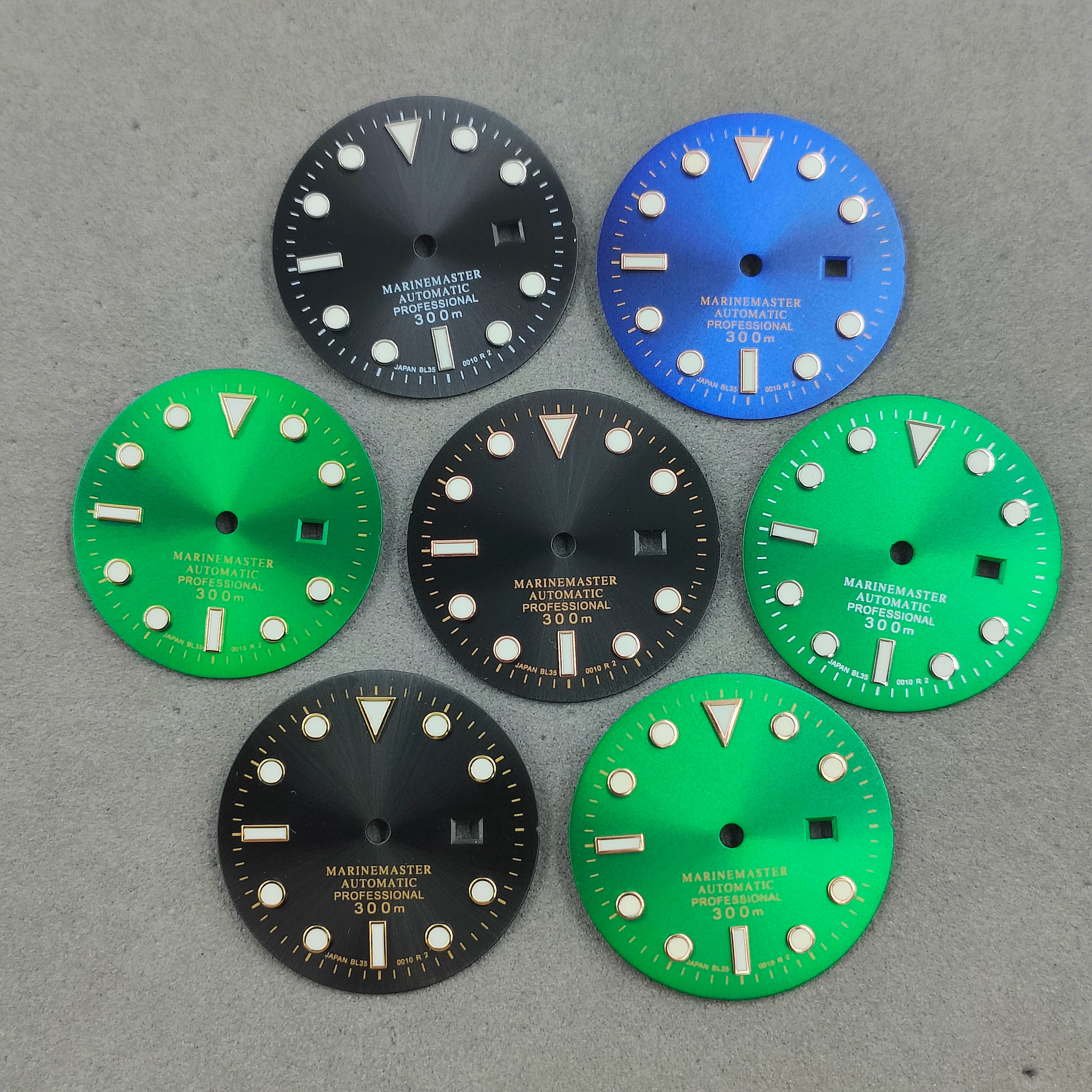 Lady Submariner Dial 24.5mm Sunburst green luminous light for installing NH05 modified watch accessories