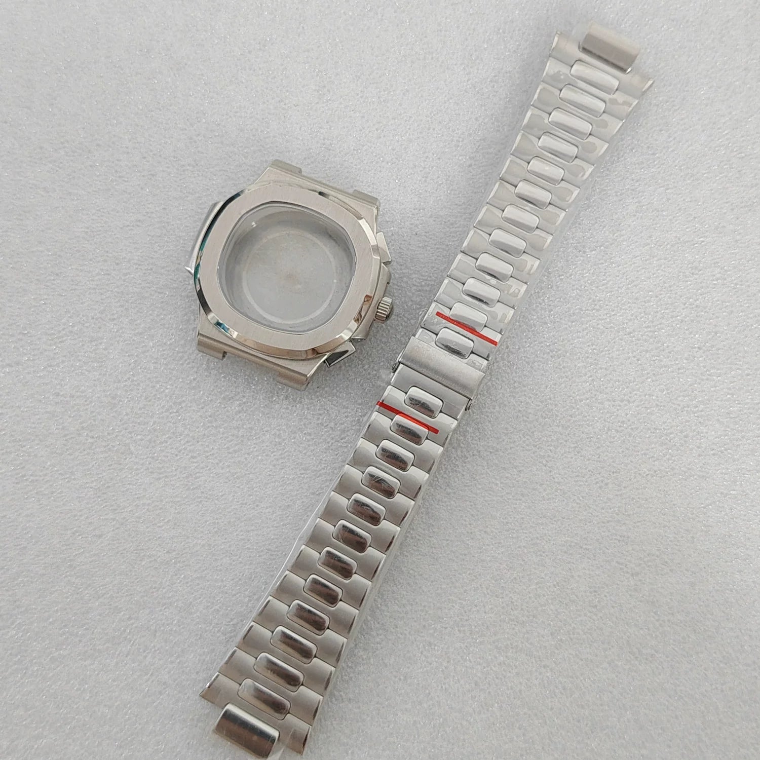 41mm Quartz Nautilus Watch Case set Sterile stainless steel sapphire glass for vk61 movement 3ATM