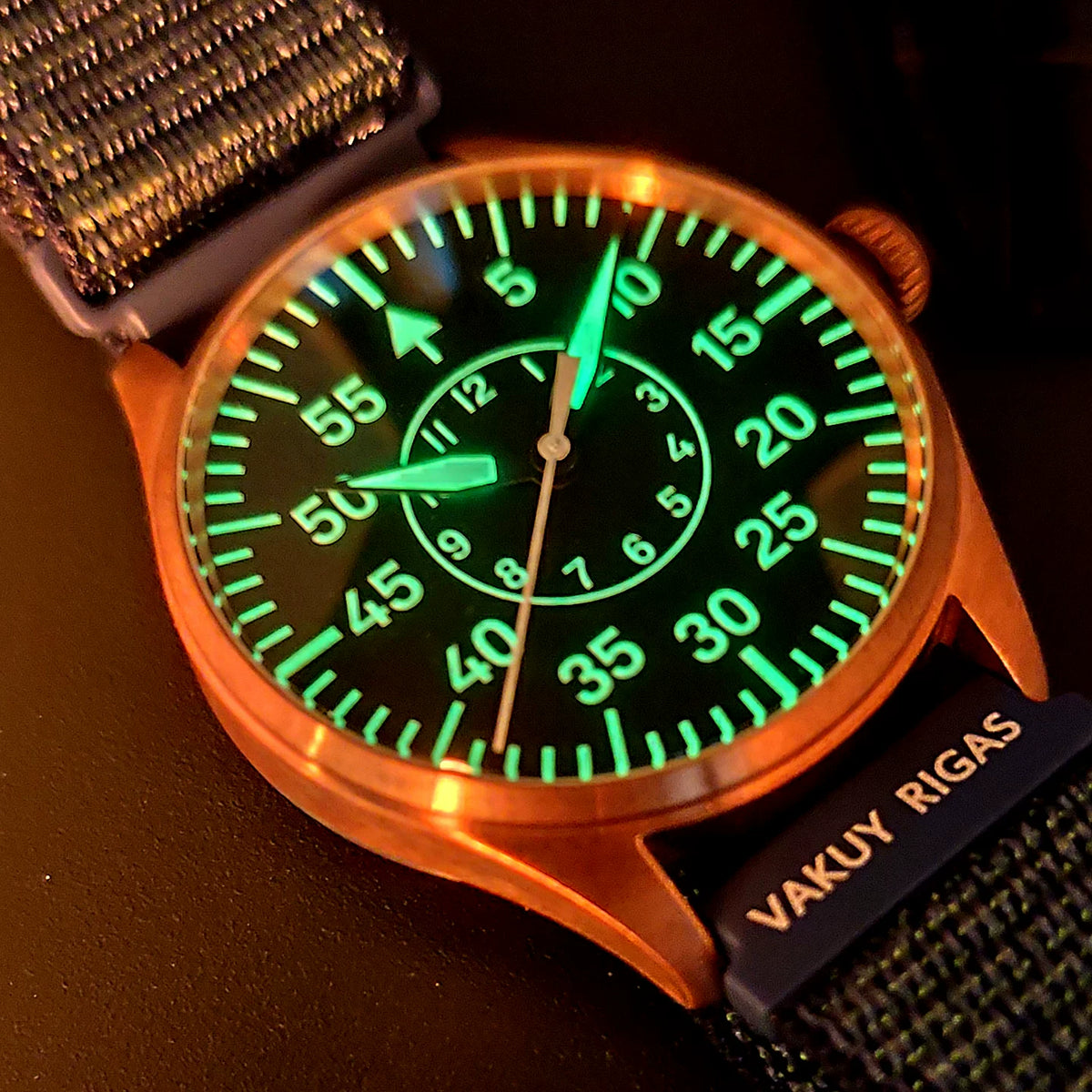 40MM VH31 Quartz Solid Bronze pilot sweep second Swiss Super C1 Luminous 5ATM CUSN8 Sapphire Crystal