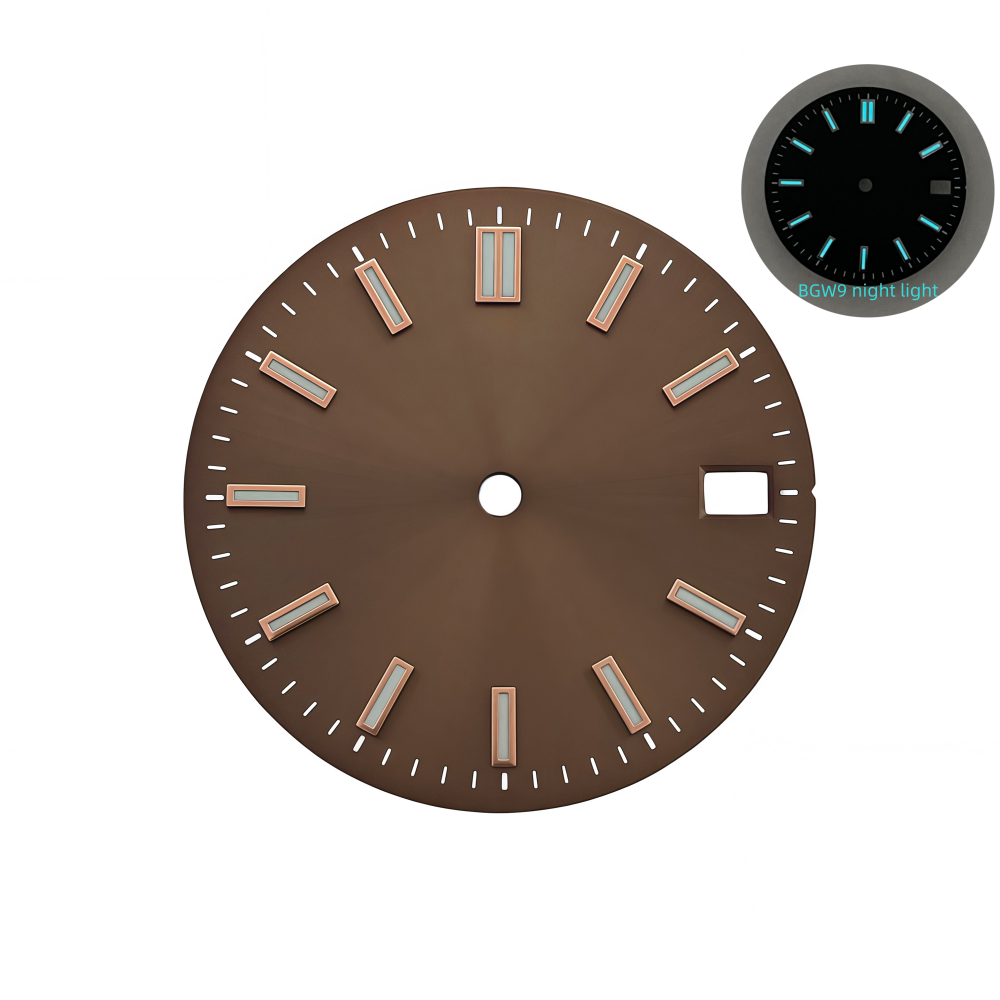 28.5mm NH35 Dial Log Marker Sunburst Surface BGW9 Luminous Dial blue