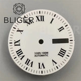 29mm NH36 Dial Day DateWindow Classic Roman Number Marker Green Luminous