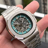 41Mm Skeleton Nautilus watch Mod NH70 movement sapphire glass 5ATM green luminous Glass back