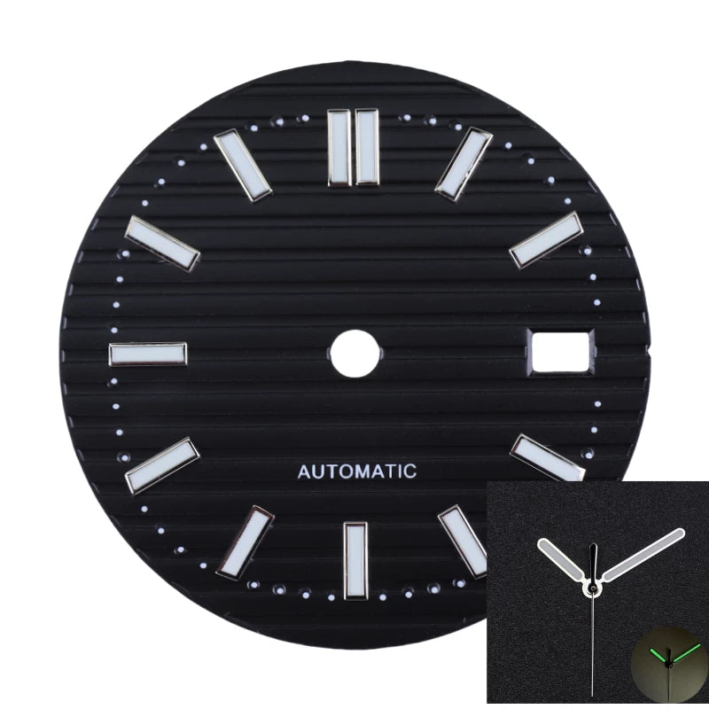 30.5MM Nautilus Dial Green luminous for NH35 mechanical automatic movement with hands