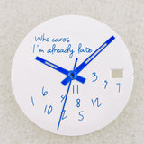 NO Date Window Dial Who Cares I'm Already Late for NH35 movement 28.5mm Green Lume Hands