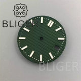 29.5MM Nautilus Dial for Seiko NH35 green luminous double bar 12 hour marker