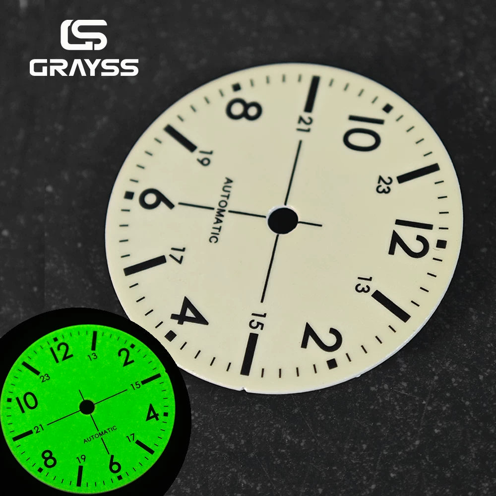 Full lume dia 28.5MM /33.5mm Pilot Watch dial C3 luminous for NH35 miyota 8215 PT5000 ETA2824 Sw200 etc