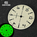 Full lume dia 28.5MM /33.5mm Pilot Watch dial C3 luminous for NH35 miyota 8215 PT5000 ETA2824 Sw200 etc