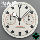 30Mm quartz vk64 dial multi-function chronograph dial snowflake hands 6 o'clock calendar green lume