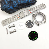 44MM Monster Case Set for NH35 Movement Stainless Steel Strap Luminous Sapphire Transparent Back Cover 10ATM