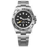 40Mm Quartz GMT Watch Swiss Ronda 515 Men's Watch 24 Hours GMT Fixed Bezel Sapphire Glass Calendar