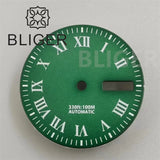 29mm NH36 Dial Day DateWindow Classic Roman Number Marker Green Luminous