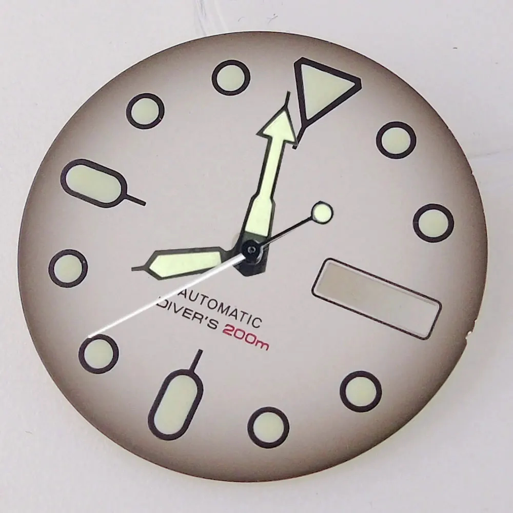 29MM dial for NH36 calendar week green luminous 3/3.8 position SKX007
