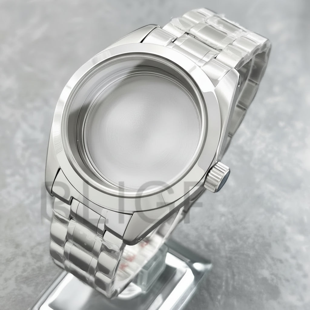 38mm Polished Explorer Watch Case Sapphire 10Bar for NH35 36 34 38 PT5000 ETA2824 SW200