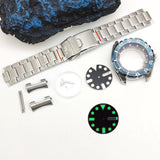 44MM Monster Case Set for NH35 Movement Stainless Steel Strap Luminous Sapphire Transparent Back Cover 10ATM