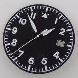 33.5MM Sterile Pilot Dial for TMI NH35 Green luminous Date Window Green BLue Black Vintage Style