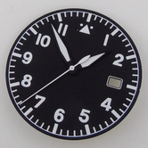 33.5MM Sterile Pilot Dial for TMI NH35 Green luminous Date Window Green BLue Black Vintage Style