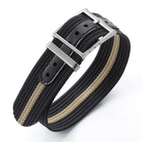 Nato nylon strap with leather sticker For Sub FXD etc Seiko Mods 20/22mm Silver Buckle