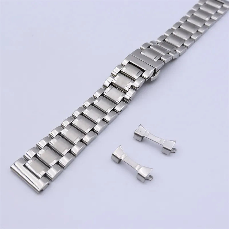 316L Solid Stainless Steel Bracelet Butterfly Buckle Flat End Blue Gold Silver Black Rose Gold+ Curved End link
