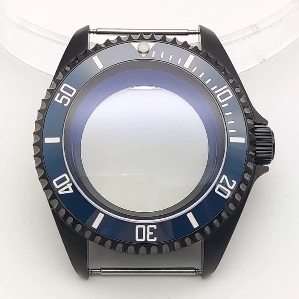 42MM Pvd Black Submariner Watch case Diver Mod Accessary Double Domed sapphire for NH35 34 36 38 etc 10Bar