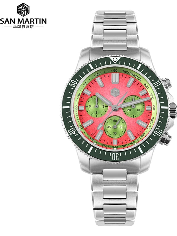 San Martin Watch Automatic Chronograph SN0118JS Sapphire Luminous Men's Watch 20Bar