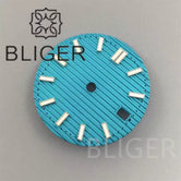 29.5MM Nautilus Dial for Seiko NH35 green luminous double bar 12 hour marker