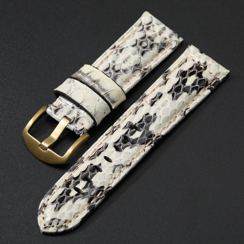 Handmade Snake Leather Strap Skin 20mm 22 24 26MM Textured Genuine Leather band