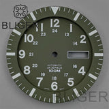 34.3mm Dial For NH36 Day-Date double calendar window green luminous
