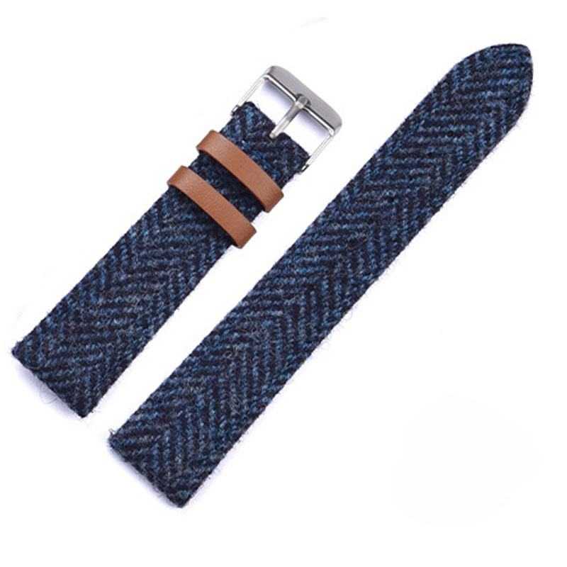 British retro Harris tweed leather strap for pilot watches 18/20/22/mm