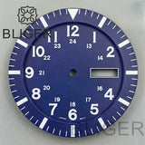 34.3mm Dial For NH36 Day-Date double calendar window green luminous