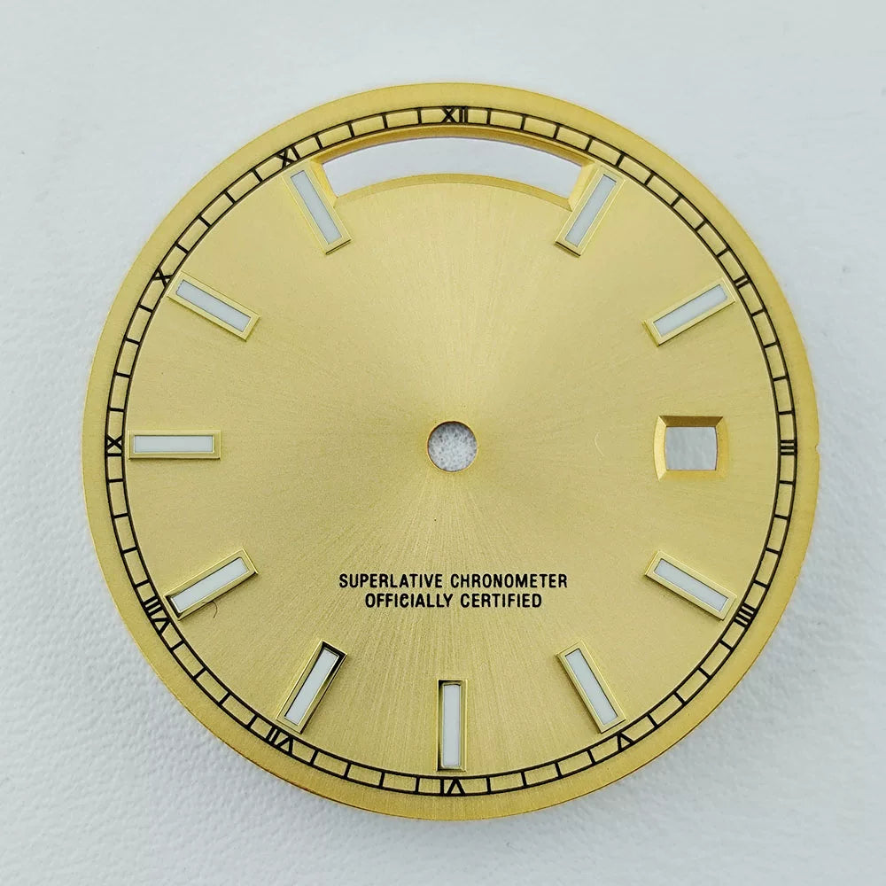 Miyota 8285 Dial 31mm Modified Dual Calendar Dial Vertical tick bar Dial Green Luminous