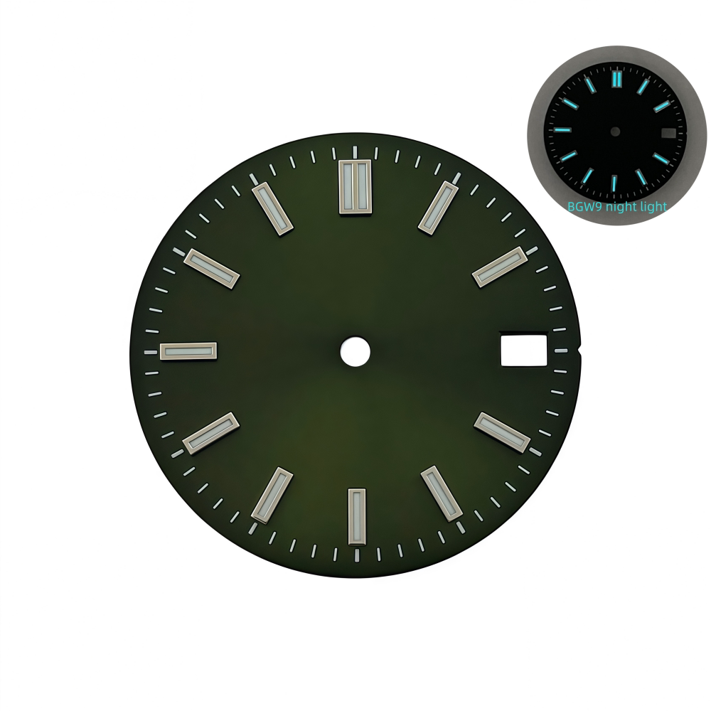 28.5mm NH35 Dial Log Marker Sunburst Surface BGW9 Luminous Dial blue